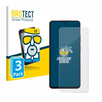 Face avant d’un emballage produit avec le logo de la marque BROTECT. À côté, l’appareil realme 14x est représenté avec la prot