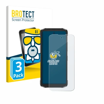 Face avant d’un emballage produit avec le logo de la marque BROTECT. À côté, l’appareil Doogee Fire 6 Power est représenté ave
