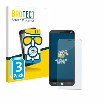 Face avant d’un emballage produit avec le logo de la marque BROTECT. À côté, l’appareil Brondi Amico Vero 4G est représenté av