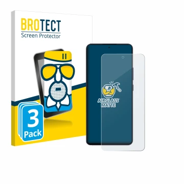 Face avant d’un emballage produit avec le logo de la marque BROTECT. À côté, l’appareil Oppo Reno 13 F est représenté avec la 
