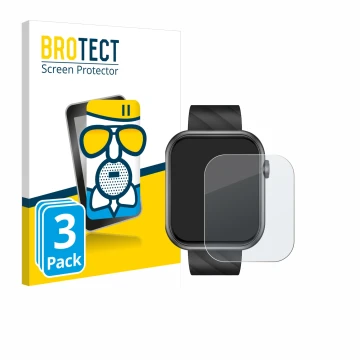 Face avant d’un emballage produit avec le logo de la marque BROTECT. À côté, l’appareil Bekomiya Smartwatch 2