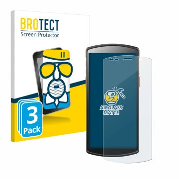 Face avant d’un emballage produit avec le logo de la marque BROTECT. À côté, l’appareil Urovo DT50S 5,7