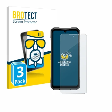 Face avant d’un emballage produit avec le logo de la marque BROTECT. À côté, l’appareil Doogee Blade GT est représenté avec la