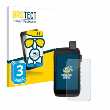 Face avant d’un emballage produit avec le logo de la marque BROTECT. À côté, l’appareil Garmin Montana 710i est représenté ave