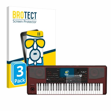 Face avant d’un emballage produit avec le logo de la marque BROTECT. À côté, l’appareil KORG Pa700 est représenté avec la prot