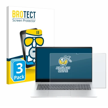 Face avant d’un emballage produit avec le logo de la marque BROTECT. À côté, l’appareil HP Envy 17-da0777ng est représenté ave