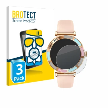 Face avant d’un emballage produit avec le logo de la marque BROTECT. À côté, l’appareil Braidol Smartwatch 1.27