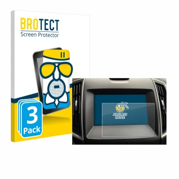 Face avant d’un emballage produit avec le logo de la marque BROTECT. À côté, l’appareil Ford Galaxy Infotainment Sync 3 (2019)