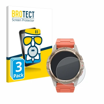 Face avant d’un emballage produit avec le logo de la marque BROTECT. À côté, l’appareil Xiaomi Mibro GS Active est représenté 