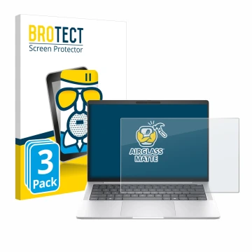 Face avant d’un emballage produit avec le logo de la marque BROTECT. À côté, l’appareil HP EliteBook 1040 G11 est représenté a