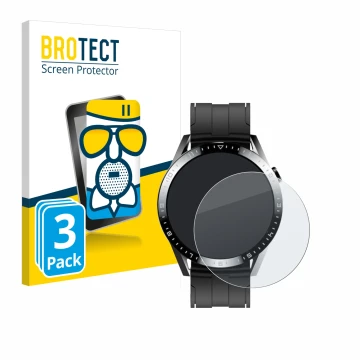 Face avant d’un emballage produit avec le logo de la marque BROTECT. À côté, l’appareil Tracer Smartwatch SM9 est représenté a
