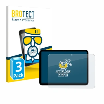 Face avant d’un emballage produit avec le logo de la marque BROTECT. À côté, l’appareil Apple iPad A16 11