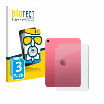 Face avant d’un emballage produit avec le logo de la marque BROTECT. À côté, l’appareil Apple iPad A16 11
