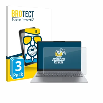 Face avant d’un emballage produit avec le logo de la marque BROTECT. À côté, l’appareil Lenovo ThinkBook 16 Gen 8 est représen