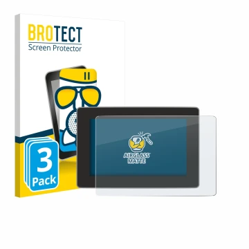 Face avant d’un emballage produit avec le logo de la marque BROTECT. À côté, l’appareil Tesla Model Y Juniper 2025 est représe