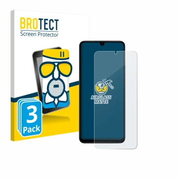 Face avant d’un emballage produit avec le logo de la marque BROTECT. À côté, l’appareil Xiaomi Poco C71 est représenté avec la