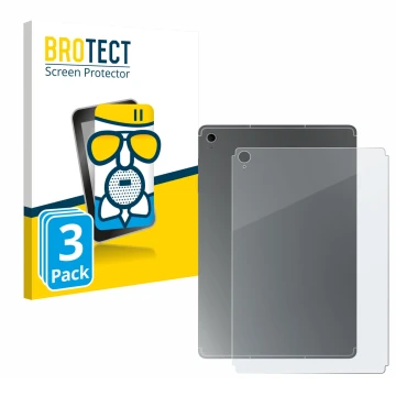 Face avant d’un emballage produit avec le logo de la marque BROTECT. À côté, l’appareil Samsung Galaxy Tab S10 FE+ (Arrière) e