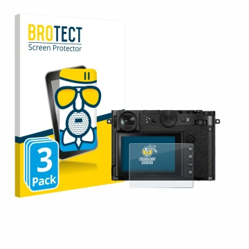 Face avant d’un emballage produit avec le logo de la marque BROTECT. À côté, l’appareil Fujifilm GFX 100RF est représenté avec