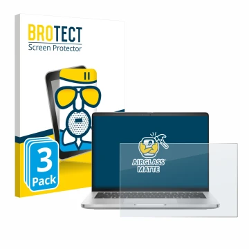 Face avant d’un emballage produit avec le logo de la marque BROTECT. À côté, l’appareil Dell Pro 14 Plus PB14250 est représent