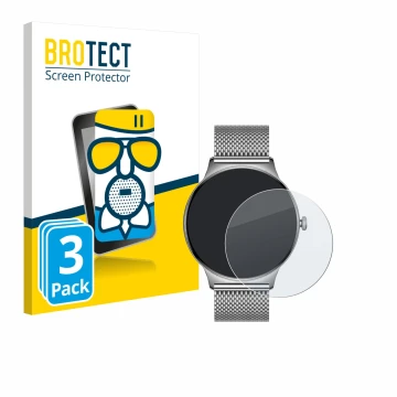 Face avant d’un emballage produit avec le logo de la marque BROTECT. À côté, l’appareil Pireware Slim Smartwatch est représent