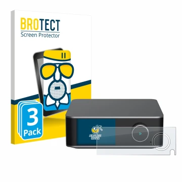 Face avant d’un emballage produit avec le logo de la marque BROTECT. À côté, l’appareil WiiM Ultra est représenté avec la prot