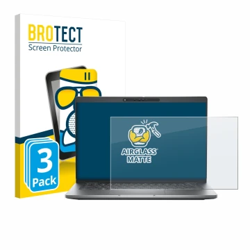 Face avant d’un emballage produit avec le logo de la marque BROTECT. À côté, l’appareil Dell Latitude 5330 est représenté avec
