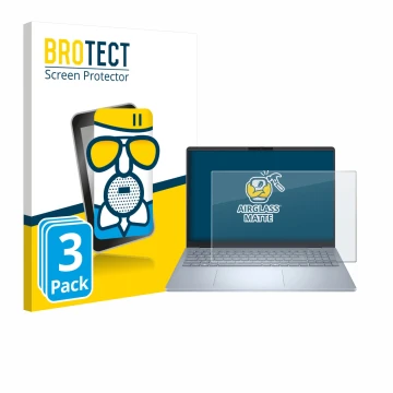 Face avant d’un emballage produit avec le logo de la marque BROTECT. À côté, l’appareil Dell 16 Plus Laptop est représenté ave