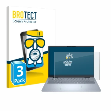 Face avant d’un emballage produit avec le logo de la marque BROTECT. À côté, l’appareil Dell 14 Plus Laptop est représenté ave