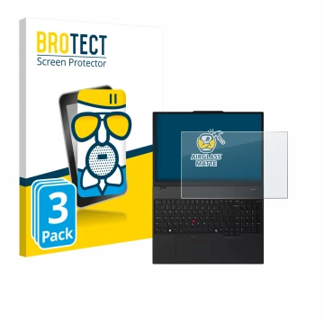 Face avant d’un emballage produit avec le logo de la marque BROTECT. À côté, l’appareil Lenovo ThinkPad T16 Gen 4 est représen