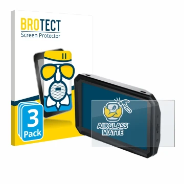 Face avant d’un emballage produit avec le logo de la marque BROTECT. À côté, l’appareil Blackmagic Design Pyxis Monitor 5