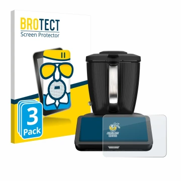Face avant d’un emballage produit avec le logo de la marque BROTECT. À côté, l’appareil Vorwerk Bimby TM7 est représenté avec 