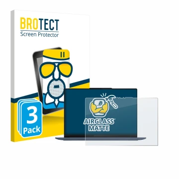 Face avant d’un emballage produit avec le logo de la marque BROTECT. À côté, l’appareil Lenovo Yoga Slim 7 14Q8X9 est représen