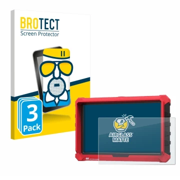 Face avant d’un emballage produit avec le logo de la marque BROTECT. À côté, l’appareil Lilliput A7s 7