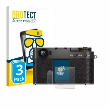 Face avant d’un emballage produit avec le logo de la marque BROTECT. À côté, l’appareil Fujifilm X Half X-HF1 est représenté a