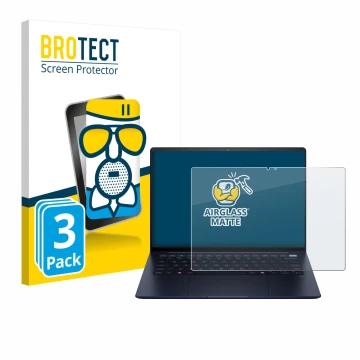 Face avant d’un emballage produit avec le logo de la marque BROTECT. À côté, l’appareil HP EliteBook Ultra 14 G1i est représen