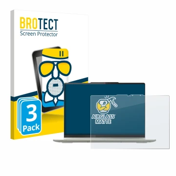 Face avant d’un emballage produit avec le logo de la marque BROTECT. À côté, l’appareil Lenovo Yoga 7 2-in-1 Gen 10 14