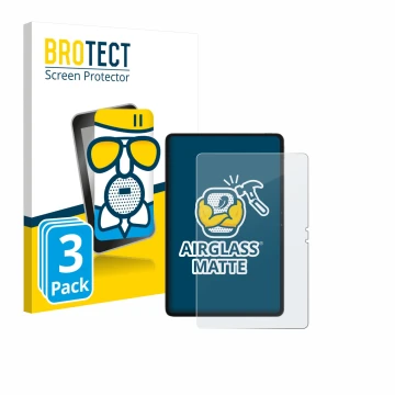 Face avant d’un emballage produit avec le logo de la marque BROTECT. À côté, l’appareil Blackview MEGA 3 est représenté avec l