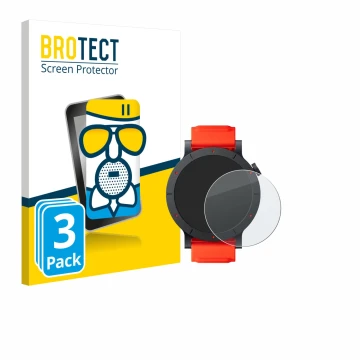 Face avant d’un emballage produit avec le logo de la marque BROTECT. À côté, l’appareil Nothing CMF Watch 3 Pro est représenté