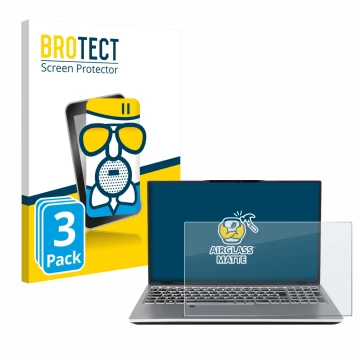 Face avant d’un emballage produit avec le logo de la marque BROTECT. À côté, l’appareil terra Mobile 1551R i7 1355U W11P est r