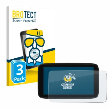 Face avant d’un emballage produit avec le logo de la marque BROTECT. À côté, l’appareil TomTom GO Classic 5