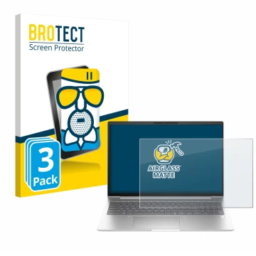 Face avant d’un emballage produit avec le logo de la marque BROTECT. À côté, l’appareil HP EliteBook 6 G1i 14 est représenté a