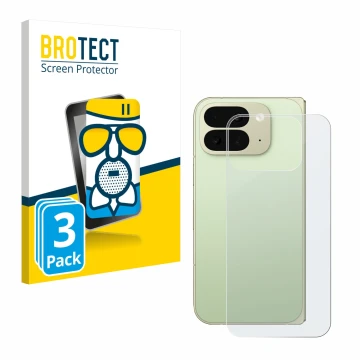 Face avant d’un emballage produit avec le logo de la marque BROTECT. À côté, l’appareil Google Pixel 10 Pro Fold (Arrière) est
