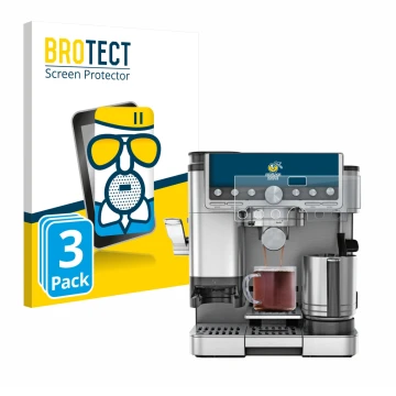 Face avant d’un emballage produit avec le logo de la marque BROTECT. À côté, l’appareil Ninja Luxe Cafe Pro ES701EU est représ
