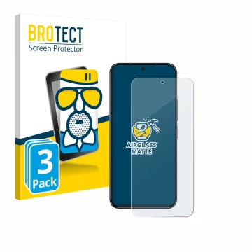 Face avant d’un emballage produit avec le logo de la marque BROTECT. À côté, l’appareil Nubia Air est représenté avec la prote