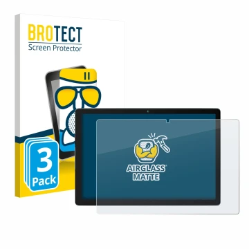 Face avant d’un emballage produit avec le logo de la marque BROTECT. À côté, l’appareil Yicty MB1001 10.1