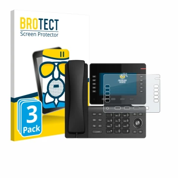 Face avant d’un emballage produit avec le logo de la marque BROTECT. À côté, l’appareil Snom D865 est représenté avec la prote