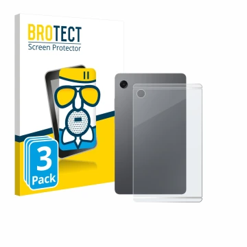 Face avant d’un emballage produit avec le logo de la marque BROTECT. À côté, l’appareil Samsung Galaxy Tab A11 8.7