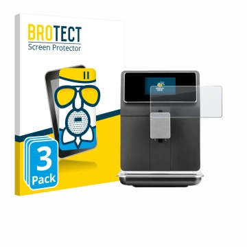 Face avant d’un emballage produit avec le logo de la marque BROTECT. À côté, l’appareil WMF Perfection 860L est représenté ave