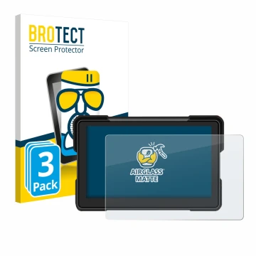 Face avant d’un emballage produit avec le logo de la marque BROTECT. À côté, l’appareil Airpuxem Motorrad Carplay 7