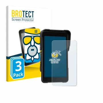 Face avant d’un emballage produit avec le logo de la marque BROTECT. À côté, l’appareil CAMECHO Motorrad Carplay 5